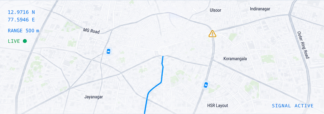 Prototype road-safety radar concept in light theme